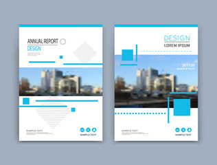 Abstract blurb theme. Blue art text frame surface. A4 brochure cover design. Urban city view. Title sheet model. Creative vector front page. Ad banner form texture. House figure icon. Flyer fiber font