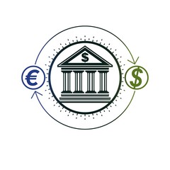 Banking and Finance conceptual logo, unique vector symbol. Banki