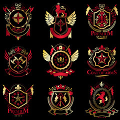 Vector classy heraldic Coat of Arms. Collection of blazons styli