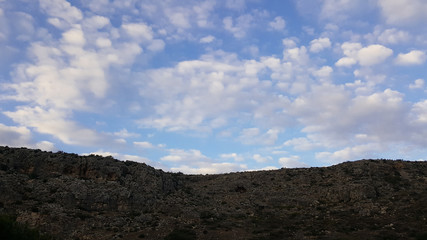 Sky and rocks scenery, Mediterranean nature landscape, Carmel national park