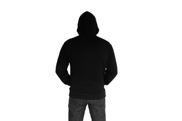 Back view of man wearing hoodies