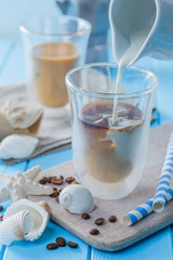 Summer iced coffee with milk and ice cream