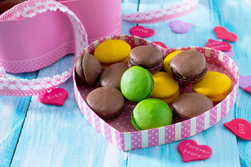 Frame Valentine's Day or a birthday, Mother's Day. Gifts makaron