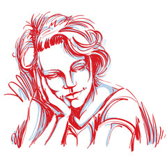 Graphic vector hand-drawn illustration of white skin attractive