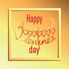 Yellow frame to Valentine's Day. Vector Image. Design congratulations, banners, cards, poster to Valentine's Day.