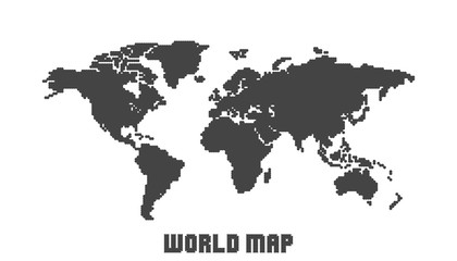 Fototapeta na wymiar Dotted blank black world map isolated on white background. World map vector template for website, infographics, design. Flat earth world map with round dots illustration.