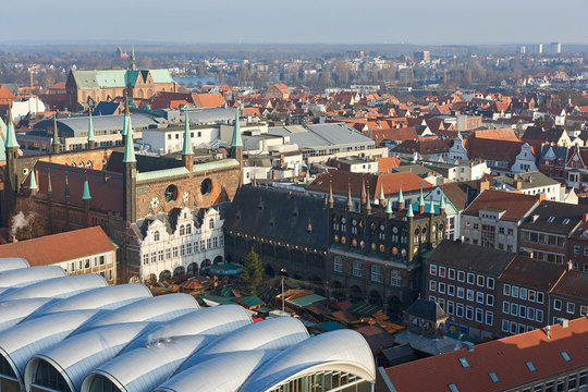 Aerial view of L&uuml;beck, Germany