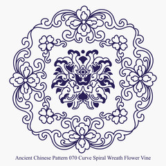Ancient Chinese Pattern of Curve Spiral Wreath Flower Vine