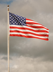 American Flag and dark sky.