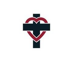 Love of God vector creative symbol design combined with Christia