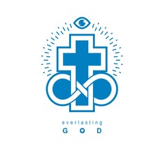 Fototapeta premium Everlasting Christian Belief in God vector creative symbol desig
