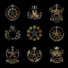 Stars emblems set. Heraldic Coat of Arms decorative logos isolat