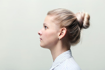 Fototapeta premium Blonde woman profile face