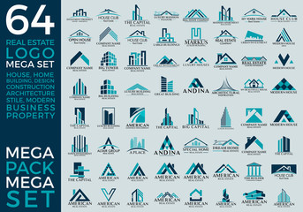 Mega Set and Big Group, Real Estate, Building and Construction Logo Vector Design Eps 10
