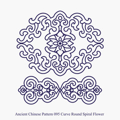 Ancient Chinese Pattern of Curve Round Spiral Flower