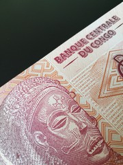 Congolese franc, close up of Congo paper bank note money