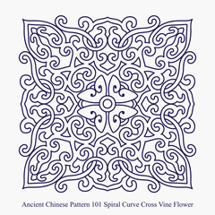 Ancient Chinese Pattern of Spiral Curve Cross Vine Flower
