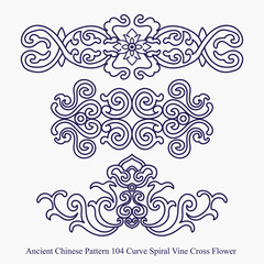 Ancient Chinese Pattern of Curve Spiral Vine Cross Flower
