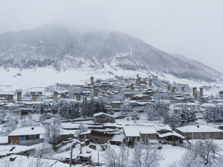 Winter in Greater Caucasus Mountains. Georgia (country). Mestia ski resort.