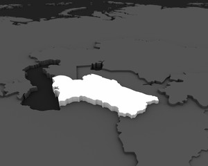 turkmenistan map 3D rendering