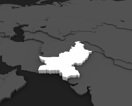 pakistan map 3D rendering