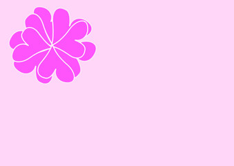 carte romantique,fond rose et bouquet de fleurs