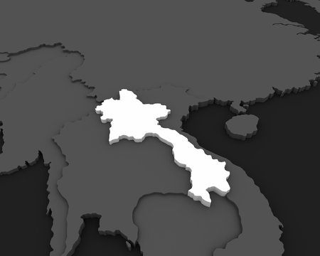 laos map 3D rendering