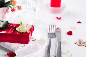 Fototapeta na wymiar Valentines day table setting