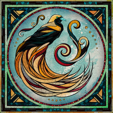 Bird of paradise motif, illustration 