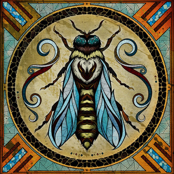 Bee motif, illustration 