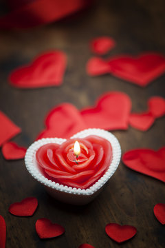 Red heart shaped candle