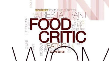 Food critic animated word cloud. Kinetic typography.