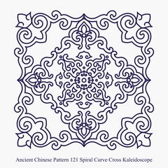 Ancient Chinese Pattern of Spiral Curve Cross Kaleidoscope