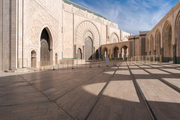 The Hassan II Mosque exterior pattern in Casablanca, Morocco
