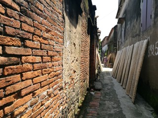 Old house and small country road in Vietnam