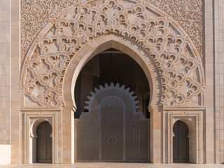 Detail of Hassan II Mosque in Casablanca, Morocco

