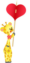 Cute giraffe carries heart
