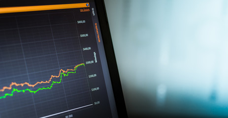 Statistics on the laptop screen as a graph. Poker statistics