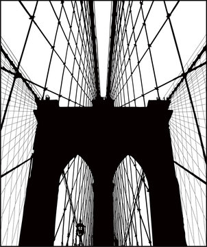 Brooklyn Bridge Vector Silhouette. 