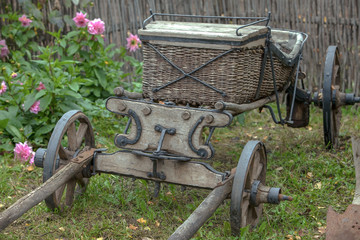 Fototapeta na wymiar old wooden cart for the horse