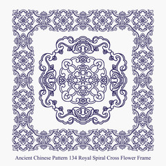 Ancient Chinese Pattern of Royal Spiral Cross Flower Frame