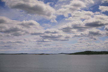 Lots of clouds over the sea and islands