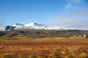 Fototapeta premium mountain and field in autumn of Iceland