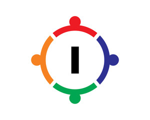 I Letter Team Work Logo