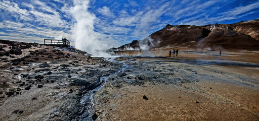 Geothermal steam coming out the ground at Hverir.