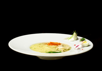 Delicious chicken soup with pasta