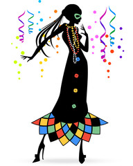 Carnival celebration woman in harlequin dress - 132349479