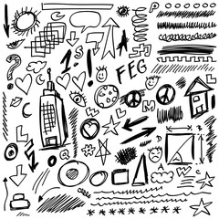 set doodle shapes, lines and curves, design element