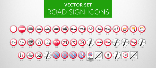 ROAD SIGNS | Znaki Drogowe Zakazu - vector icon PACK vol.2 - obrazy, fototapety, plakaty