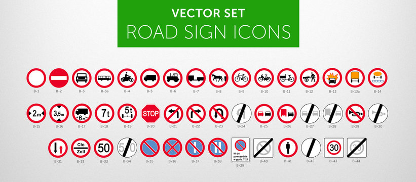 ROAD SIGNS | Znaki Drogowe Zakazu - vector icon PACK vol.1